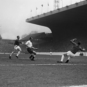 Spurs Jimmy Greaves scores his sides first goal against Manchester United in the 1962 FA Cup semi-final