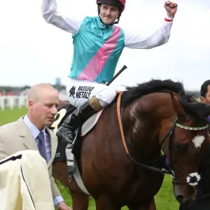 Tom Queally celebrates winning the Queen Anne Stakes on Frankel Tom Queally celebrates winning the Queen Anne Stakes on Frankel
