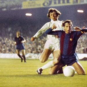 Trevor Cherry and Johan Cruyff during the 1975 Euopean Cup