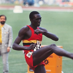 Ugandas John Akii-Bua celebrates his gold medal in the 400m hurdles at the 1972 Munich Olympics