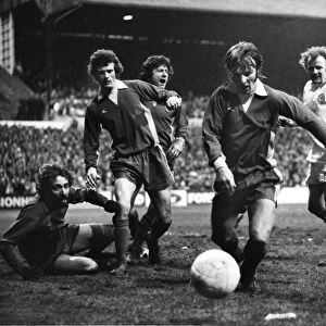Wimbledons Dickie Guy makes another save against Leeds United in the 1975 FA Cup