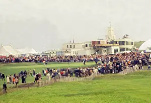 The 18th green and clubhouse at Royal Birkdale during the 1969 Ryder Cup
