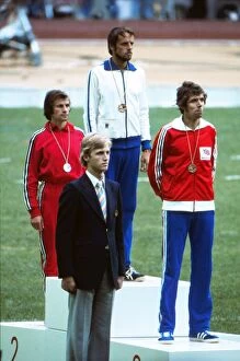 Athletics Collection: 1976 Montreal Olympics - Mens 10000m Medal Podium