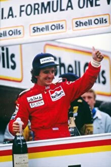 Images Dated 6th July 2011: Alain Prost celebrates winning his first world title in 1985