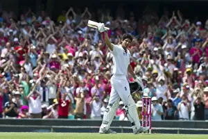 Alastair Cook celebrates his century at the SCG during the 2010 / 11 Ashes