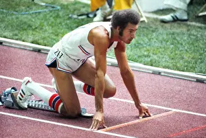 Alberto Juantorena in the blocks before the 400m Final at the 1976 Olympics
