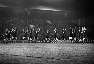 Midland Counties Collection: The All Blacks perform the first ever Haka under floodlights in Britain as they prepare to take