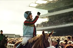 AP McCoy on the Mr Mulligan celebrates winning the 1997 Cheltenham Gold Cup