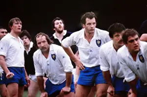 Armand Vaquerin and Francis Haget stand in the line-out for France against Scotland - 1980 Five Nations