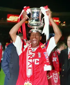 Arsenals Ian Wright celebrates winning the 1993 FA Cup