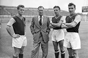 Aston Villa manager Joe Mercer with new signings Bobby Thomson, John Neal and Jimmy MacEwan