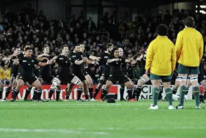 Rugby Collection: Australia face the Haka at the 2011 Rugby World Cup