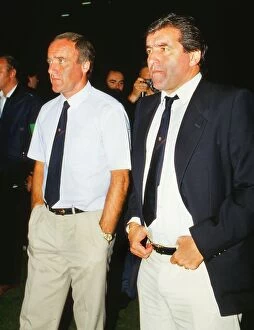 Real Madrid Collection: Barcelona manager Terry Venables, right, with coach Alan Harris