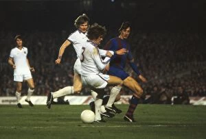 Images Dated 27th October 2009: Barcelonas Johan Cruyff takes on Aston Villa in the 1978 UEFA Cup
