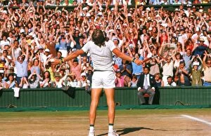 Images Dated 23rd April 2010: Bjorn Borg celebrates winning Wimbledon in 1977