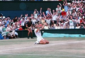 Images Dated 23rd April 2010: Bjorn Borg falls to his knees after winning the 1979 Wimbledon Championship