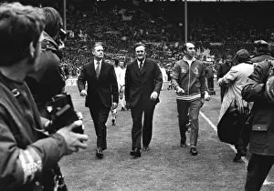 Bob Stokoe (Sunderland manager) and Don Revie (Leeds manager) lead their teams out for the 1973 FA Cup Final