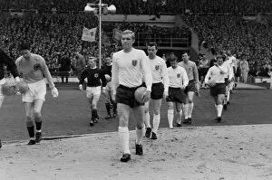 Images Dated 2007 January: Bobby Moore leads England out against Scotland at Wembley in 1965