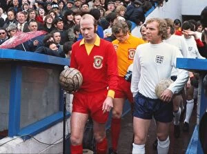 Images Dated 19th November 2011: Bobby Moore and Peter Hennessey lead the sides out in the 1972 British Home Championship