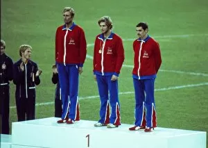 Images Dated 18th January 2011: Britains gold medal-winning modern pentathlon team at the 1976 Montreal Olympics