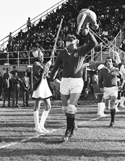 British Lions captain Willie John McBride leads his team out against the Leopards in 1974
