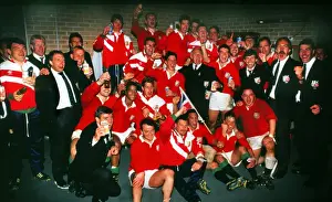 The British Lions celebrate their Test series victory against Australia in 1989