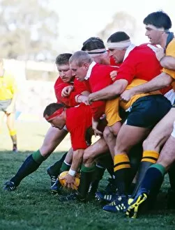 Images Dated 9th November 2009: British Lions forwards take on Australia in 1989