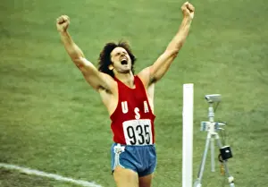 Bruce Jenner celebrates winning decathlon gold at the 1976 Montreal Olympics