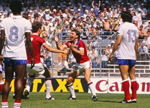 Images Dated 17th February 2010: Bryan Robson celebrates his first minute goal against France at the 1982 World Cup