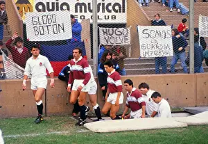 Captains Will Carling and Hugo Porta lead out their teams - 1990 England Tour of Argentina