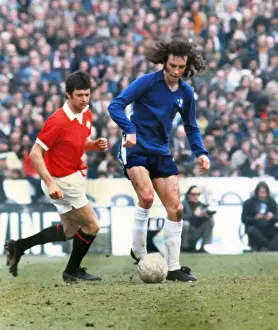 Chelseas Mike Brolly and Manchester Uniteds Willie Morgan