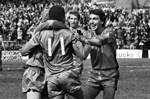 Images Dated 2009 December: Chelseas Paul Canoville celebrates his goal against Fulham with teammate Peter Rhoades-Brown in 1983