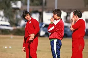 Images Dated 9th June 2009: Coach Ian McGeechan talks to Rob Andrew and Brian Moore during a training session - 1989 Lions