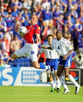 Images Dated 13th April 2012: The Czech Republics Jan Koller on the ball during Euro 2000