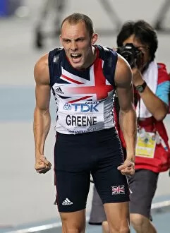 Images Dated 1st September 2011: Dai Greene celebrates winning gold in the 400m hurdles at the 2011 World Championships