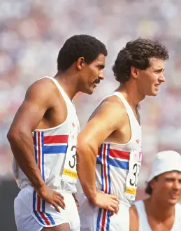 Olympic Games Prints: Daley Thompson and Brad McStravick during the 1984 Los Angeles Olympics