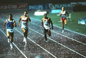 Images Dated 9th March 2012: Daley Thompson in the rain at the 1987 Rome World Championships