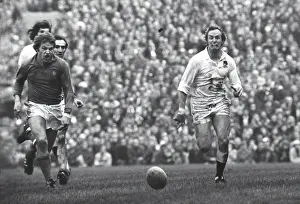 David Duckham and Jean-Francois Gourdon race for the ball during the 1975 Five Nations