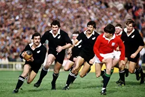 David Loveridge makes a break for the All Blacks during the 4th Test against the British Lions in 1983