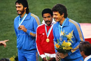 The decathlon podium at the 1983 Helsinki World Championships