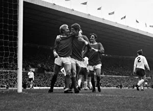 Images Dated 8th April 2010: Denis Law & Brian Kidd celebrate a Manchester United goal in 1967