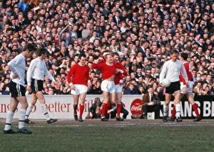 Images Dated 6th April 2010: Denis Law celebrates scoring for Manchester United in 1967 / 8