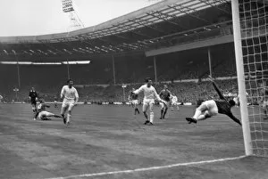 1963 FA Cup Final - Manchester United 3 Leicester City 1 Collection: Denis Law scores Manchester Uniteds first goal in the 1963 FA Cup Final