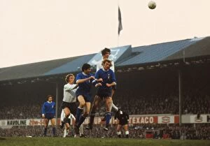 Images Dated 20th February 2012: Derbys Roger Davies wins a header during the 1973 European Cup semi-final