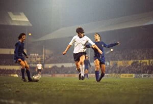 Images Dated 20th February 2012: Derbys Roger Davis takes on Real Madrid in the European Cup