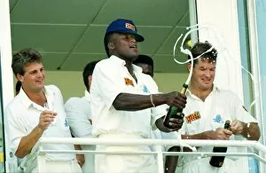 Images Dated 29th March 2012: Devon Malcolm celebrates his match-winning performance at the Oval in 1994