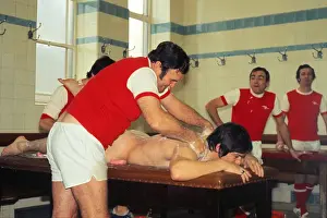 Don Revie - England manager - gives Stuart Pearson a body massage