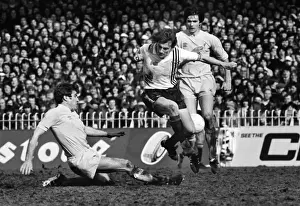 Emlyn Hughes slides in to tackle Steve Coppell during the 1979 FA Cup semi-final