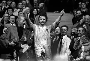 England Prints: England captain Bill Beaumont celebrates victory over Wales - 1980 Five Nations