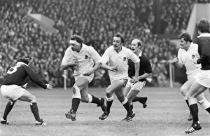England captain Bill Beaumont on the charge against Scotland - 1980 Five Nations